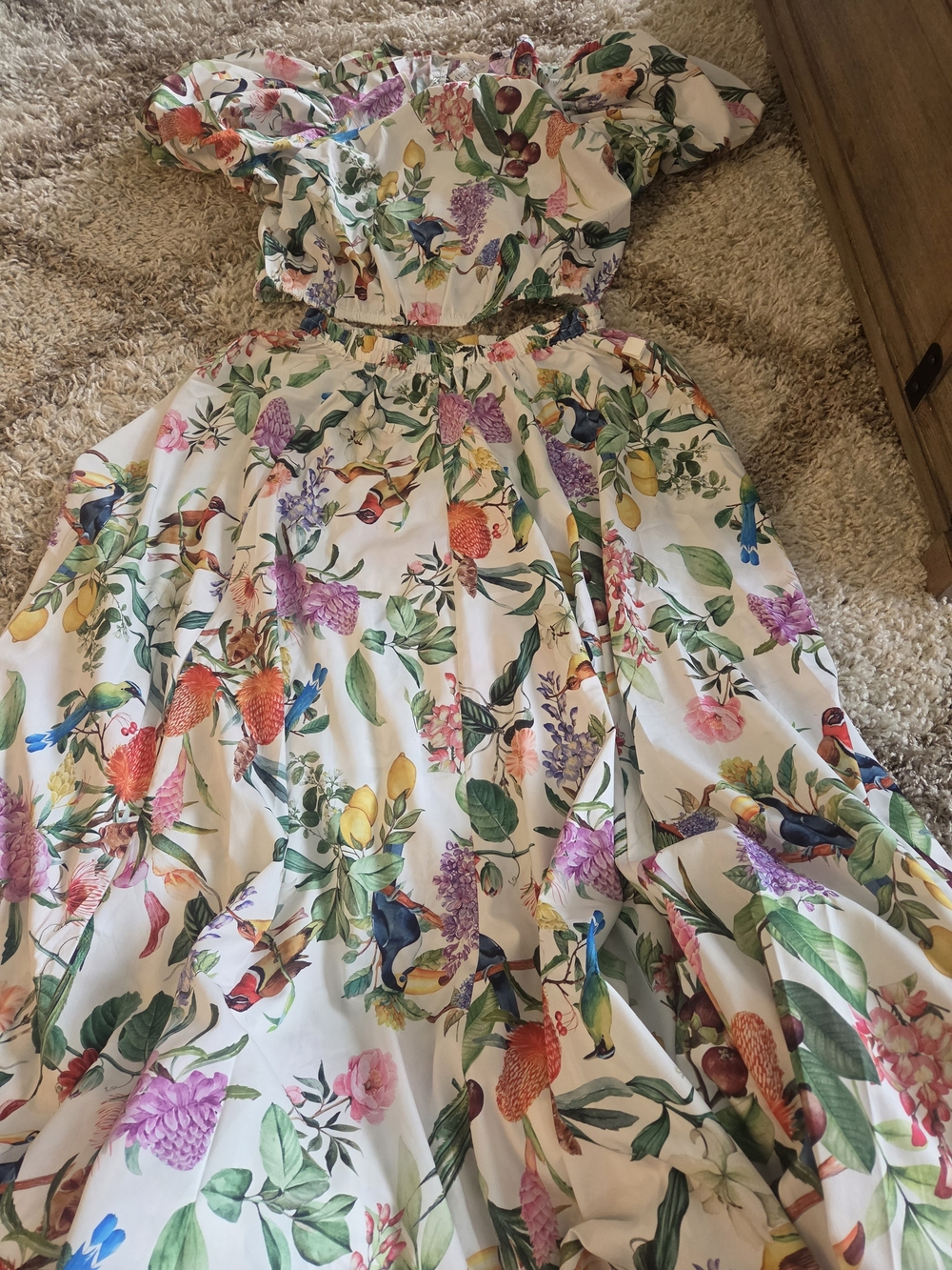 Calypso St. Barth White Floral & Tropical Print Two-Piece Skirt Set